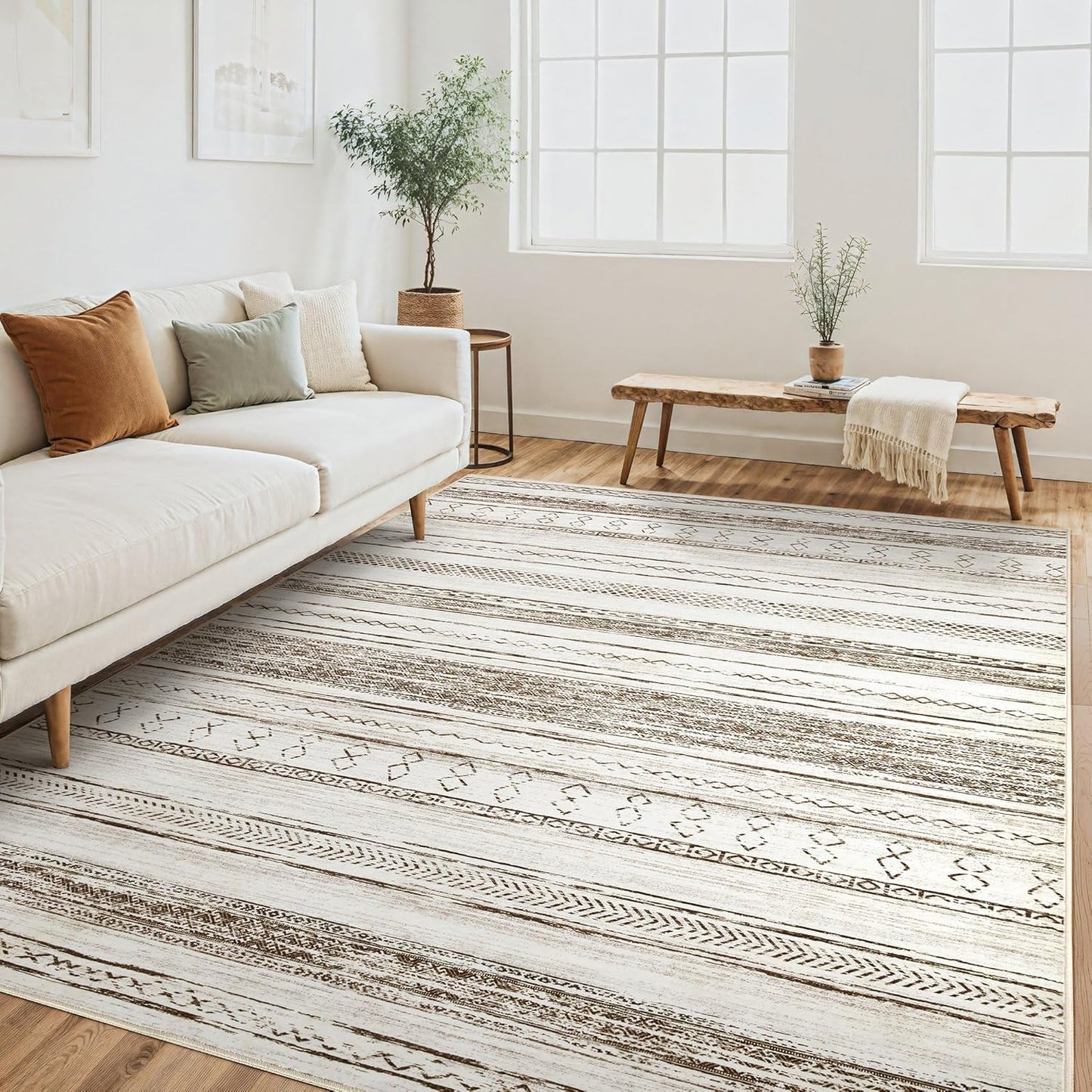 Tortania Area Rug - 5x7 Washable Soft Boho Moroccan Carpet