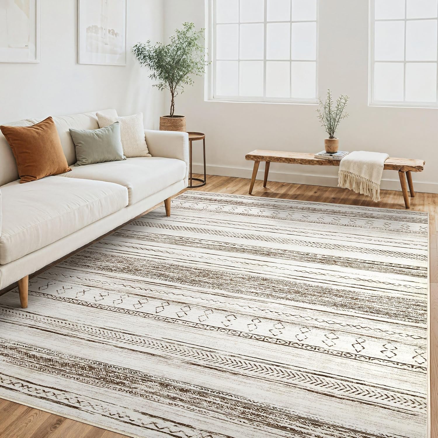 Tortania Area Rug - 5x7 Washable Soft Boho Moroccan Carpet