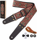 Nefelibata Guitar Strap Vintage Embroidered Cotton Strap - Durable