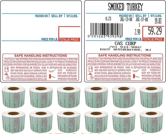CAS LST-8040 Printing Scale Labels for Thermal Printers - 12 Rolls