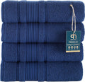 Qute Home 4-Piece Bath Towels Set - Plush 100% Turkish Cotton Navy