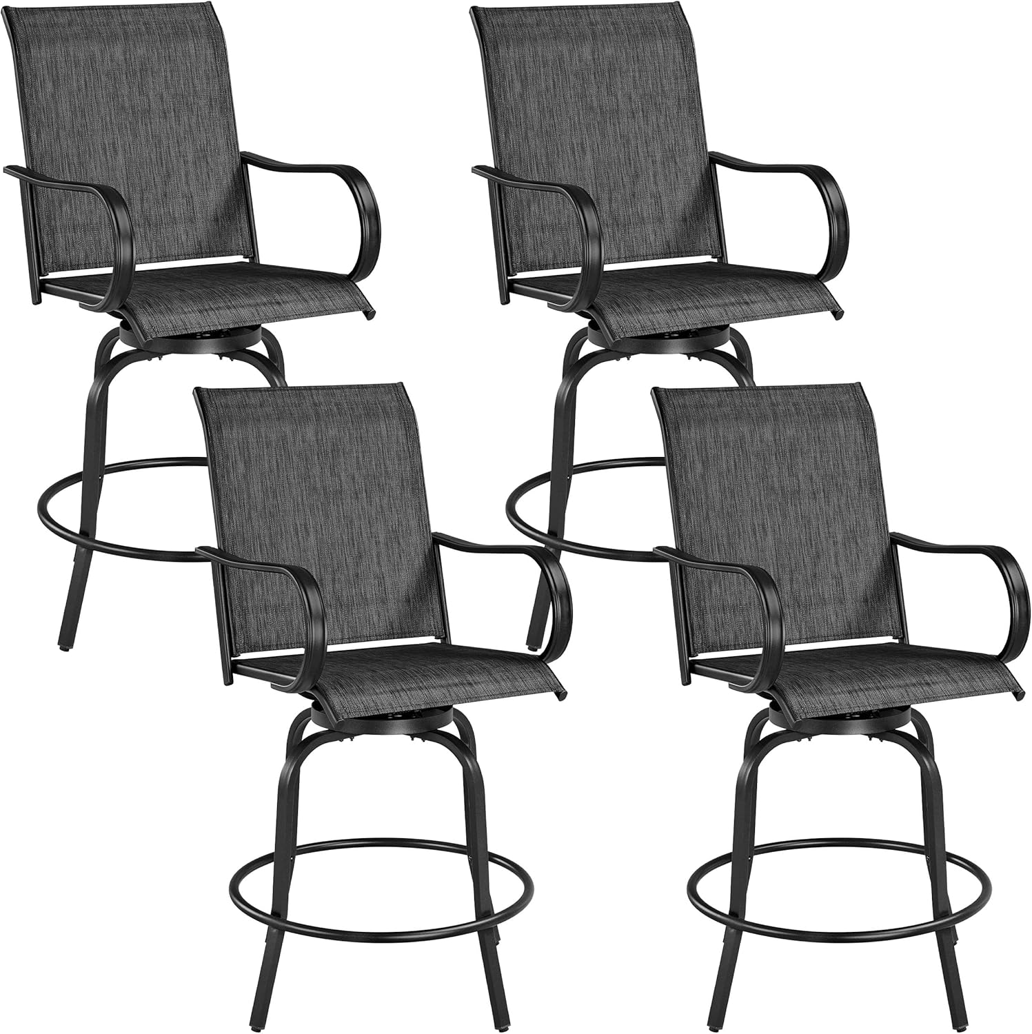 Yaheetech Patio Swivel Barstools Set of 4 for Outdoor Use