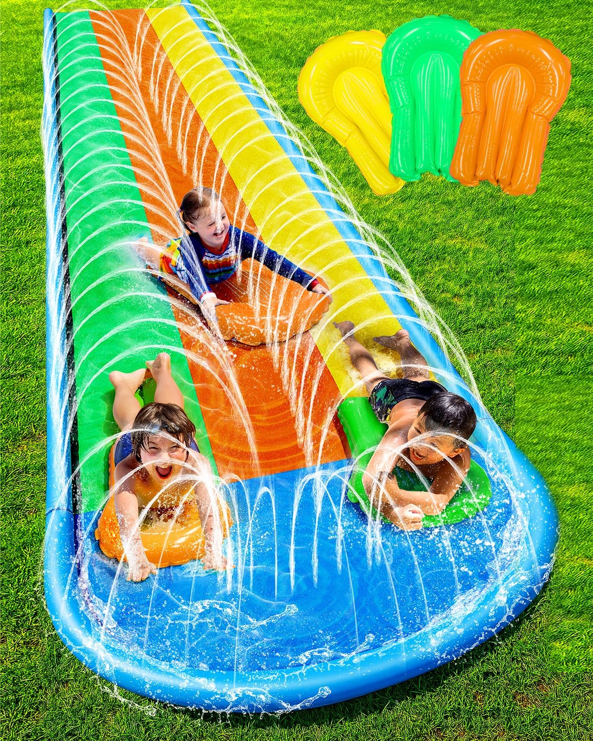 Lawn Water Slides 16ft x 80in Triple Slide for Summer Fun
