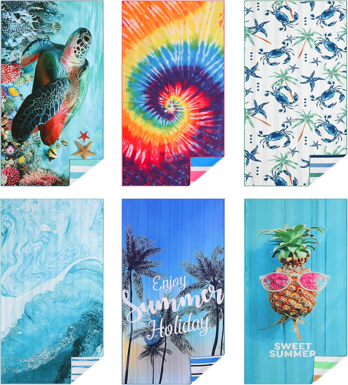 Casa Platino Beach Towel Set of 6 Extra Large Quick Dry Towels
