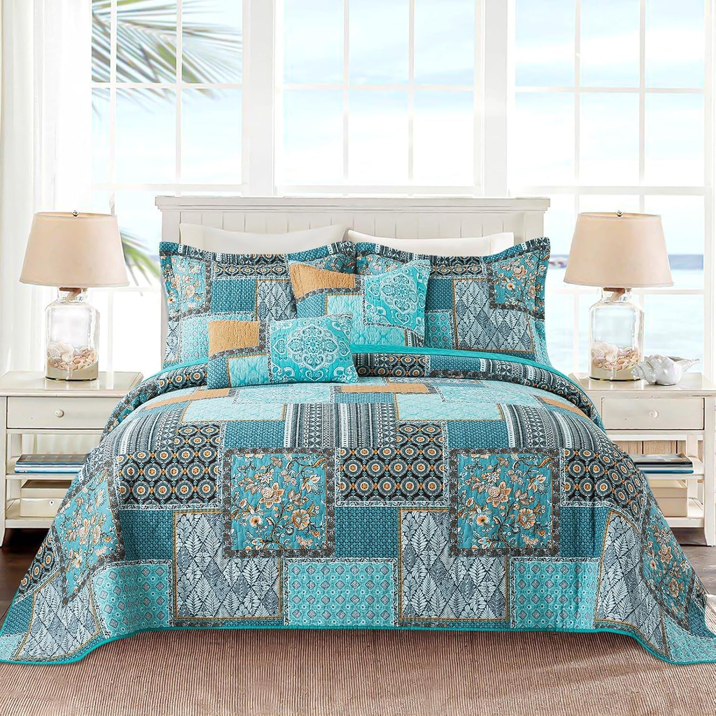 VAPUTAR Oversized King Size Quilt Bedding Set for Comfort