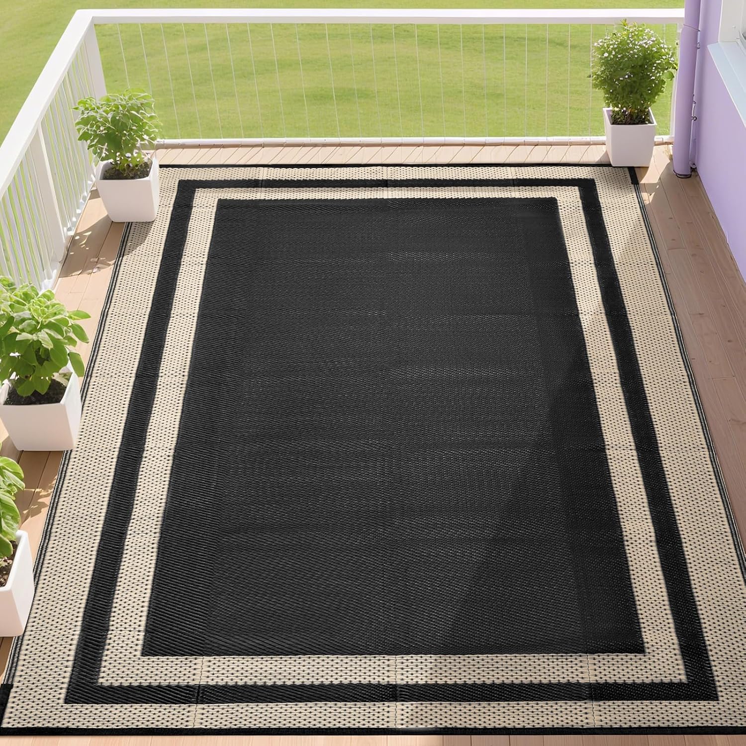 RURALITY Outdoor Rugs 6x9 Waterproof for Patios and Decks