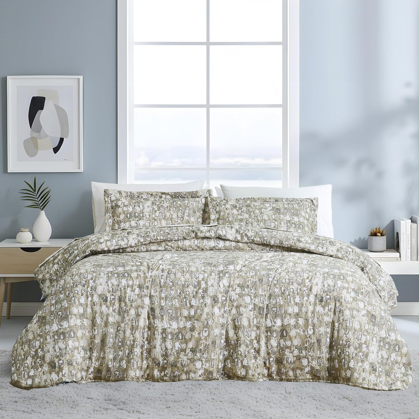 Rhythm Taupe Twin Duvet Cover Set, Soft Microfiber XL/Twin