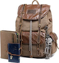 Canvas and Leather Backpack Men Vintage Carry on Knapsack - Durable