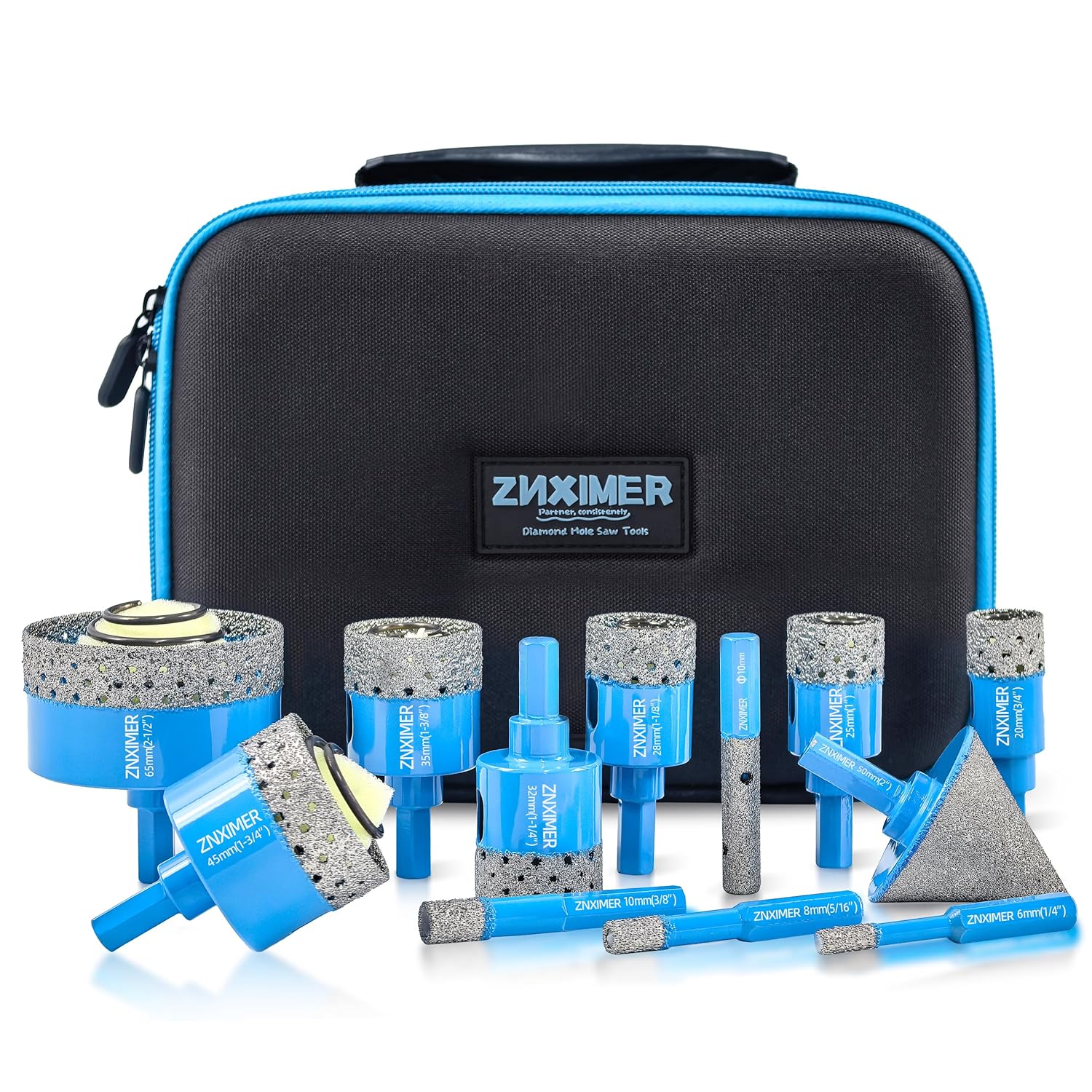 Diamond Tile Hole Saw Kit for Ceramic, Granite, and Marble