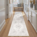 Runner Rug 3x12 Washable Light Gray Hallway Runner - Vintage Boho