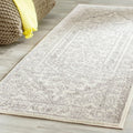 Adirondack Runner Rug 2ft 6in x 20ft - Ivory Silver Oriental Medallion