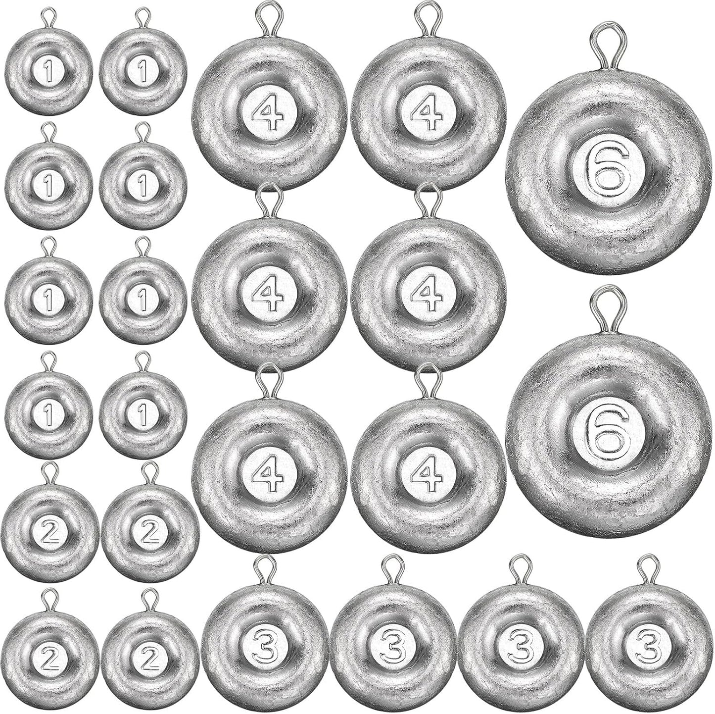 24 Pieces Fishing Disc Sinkers Weights for Saltwater Catfishing