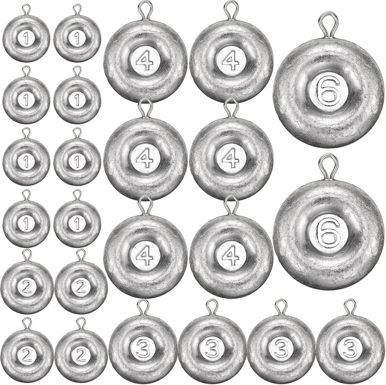 24 Pieces Fishing Disc Sinkers Weights for Saltwater Catfishing