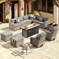 Outdoor Sectional Patio Furniture Set with Fire Pit Table - Deep