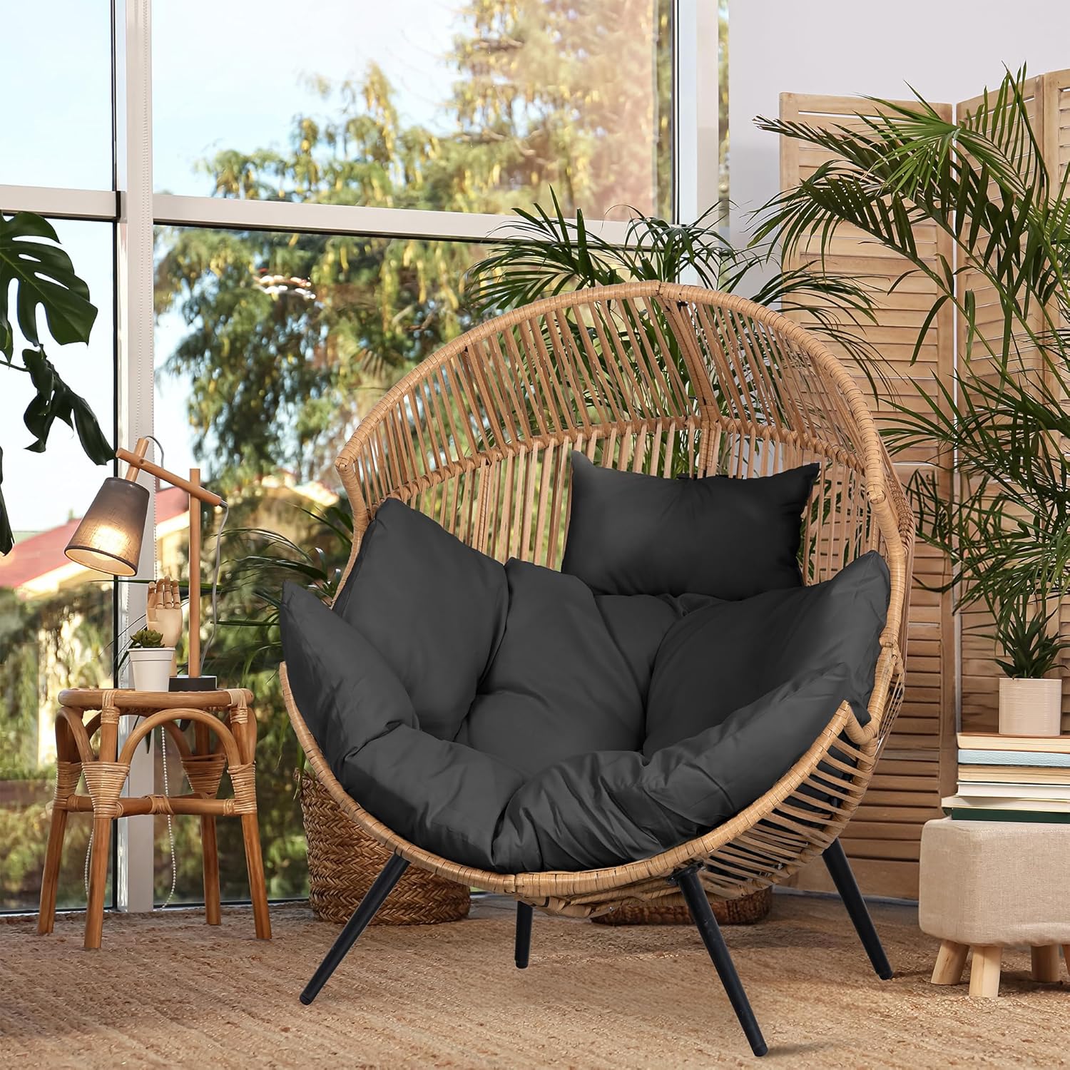 JAMFLY Egg Chair Wicker Outdoor Chairs for Indoor and Outdoor