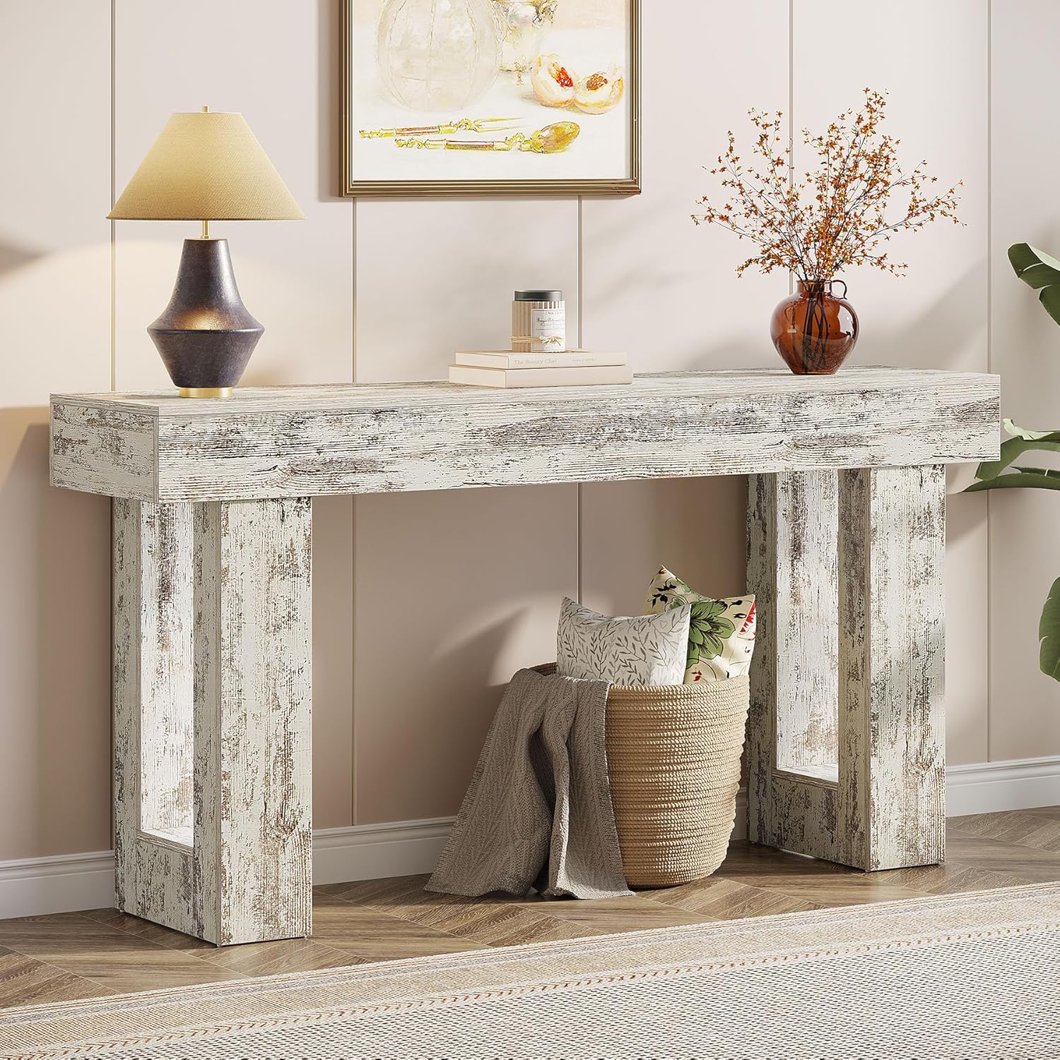 Tribesigns 63-Inch Long Console Table for Farmhouse Decor