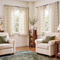 Floral Linen Curtains for Bedroom by jinchan - 63 Inch Drapes