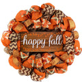 Happy Fall Wreath - Thanksgiving Deco Mesh Front Door Wreath