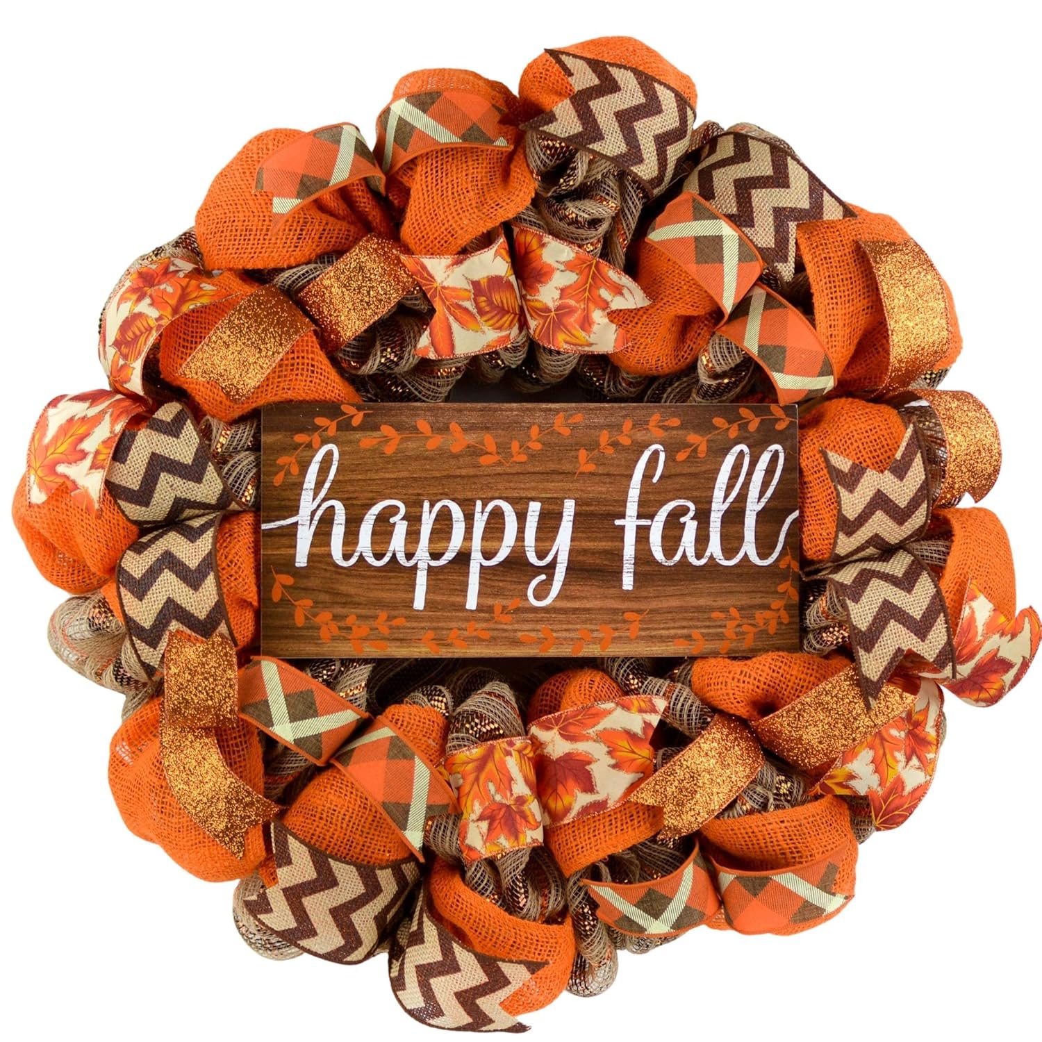 Happy Fall Wreath - Thanksgiving Deco Mesh Front Door Decor