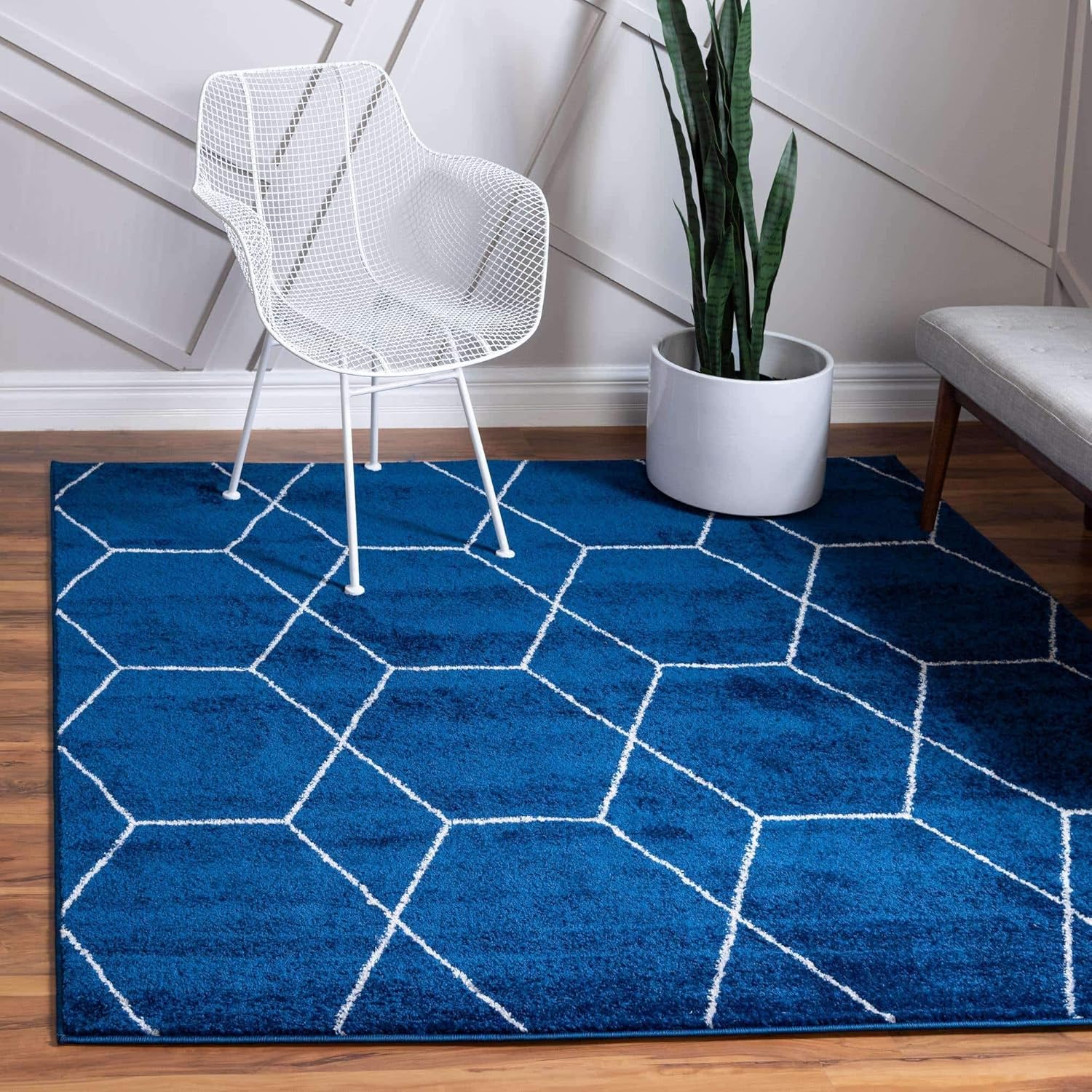 Unique Loom Trellis Frieze Collection Area Rug - Geometric Design
