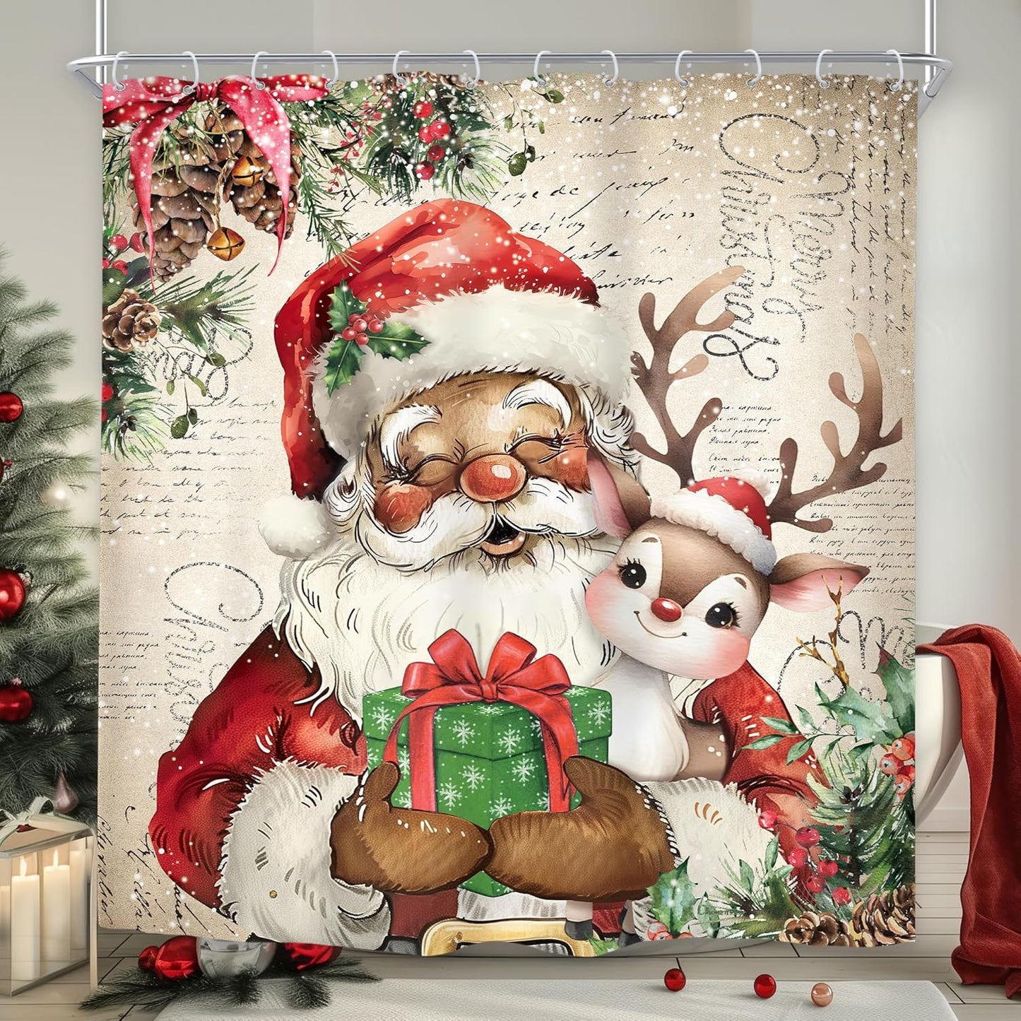 Santa Claus Merry Xmas Shower Curtain