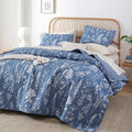 Quilts Queen Size Infinity Blue Floral Quilt Set - Lightweight Comfort
