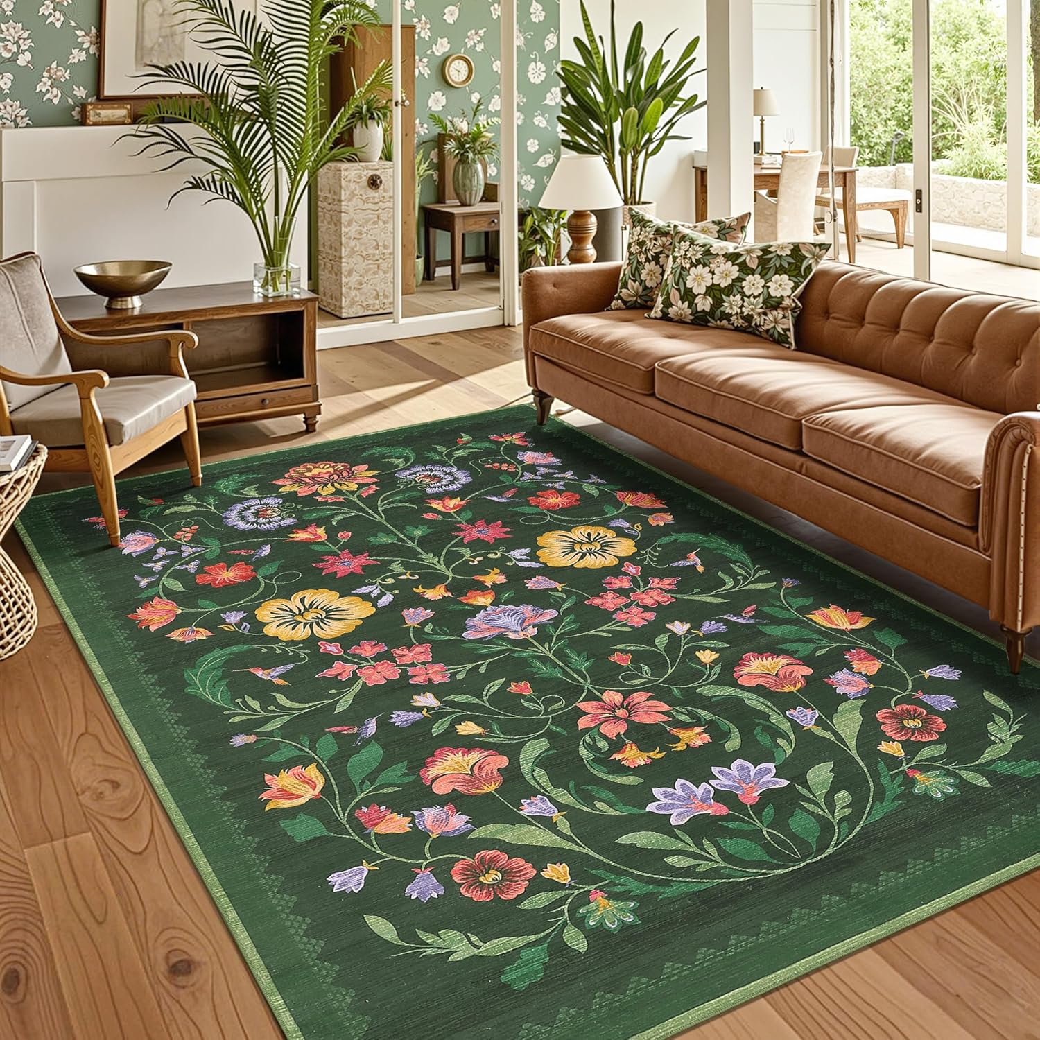 Washable 5x7 Area Rug for Living Room and Bedroom Decor