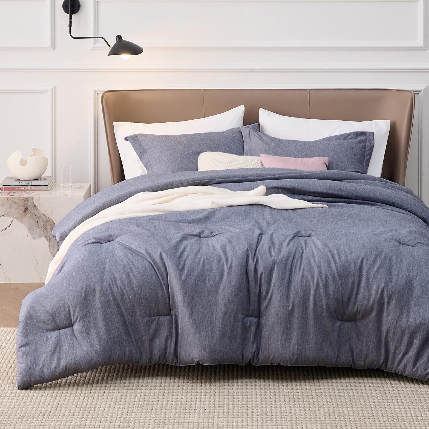 Bedsure California King Comforter Set - Denim Grey Soft Bedding
