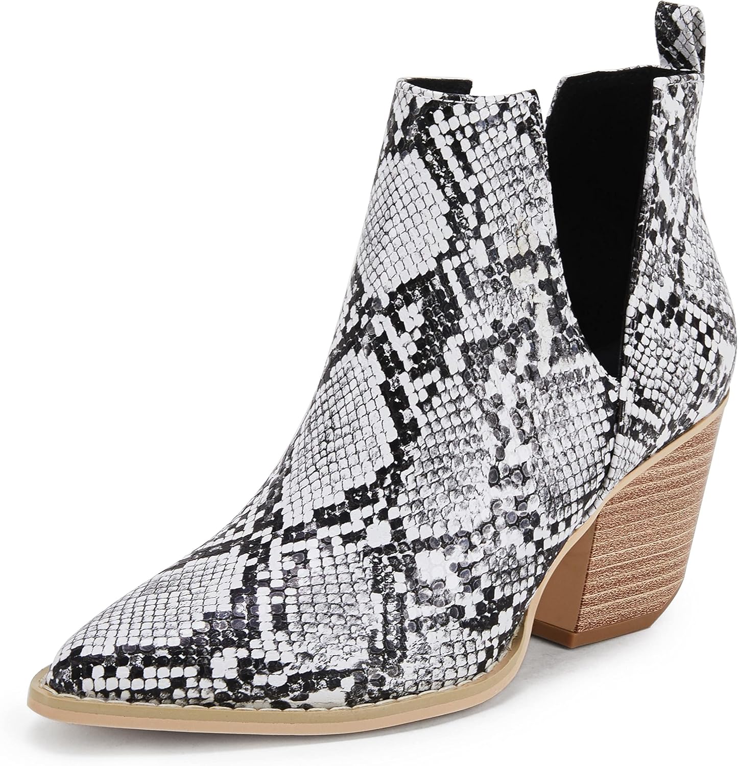 FISACE Womens Pointed Toe Stacked Mid Heel Ankle Boots Review