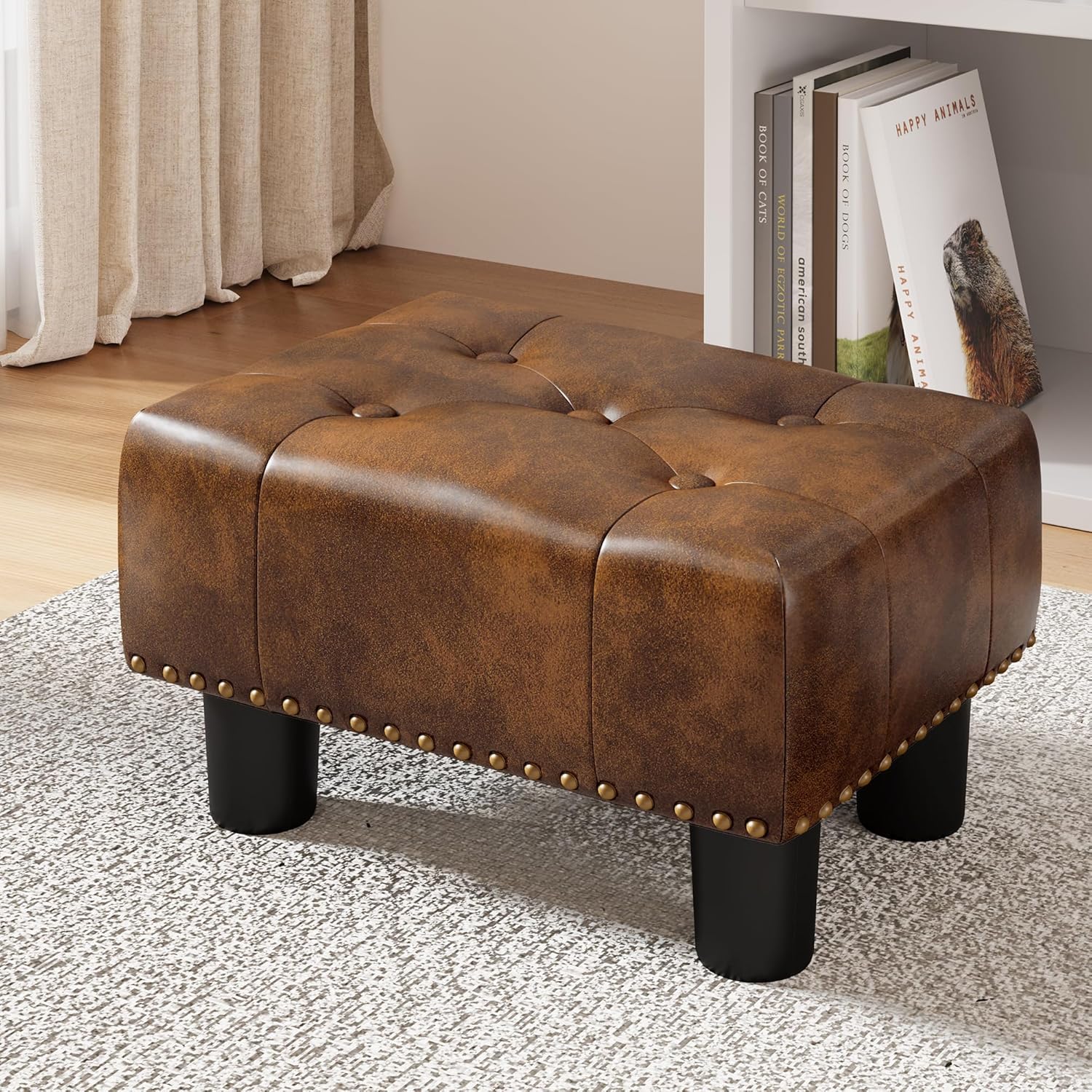 LUE BONA Small Tufted Foot Stool for Living Room Comfort