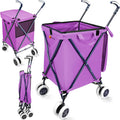 Folding Shopping Cart with Wheels - Lightweight 120 lb Capacity
