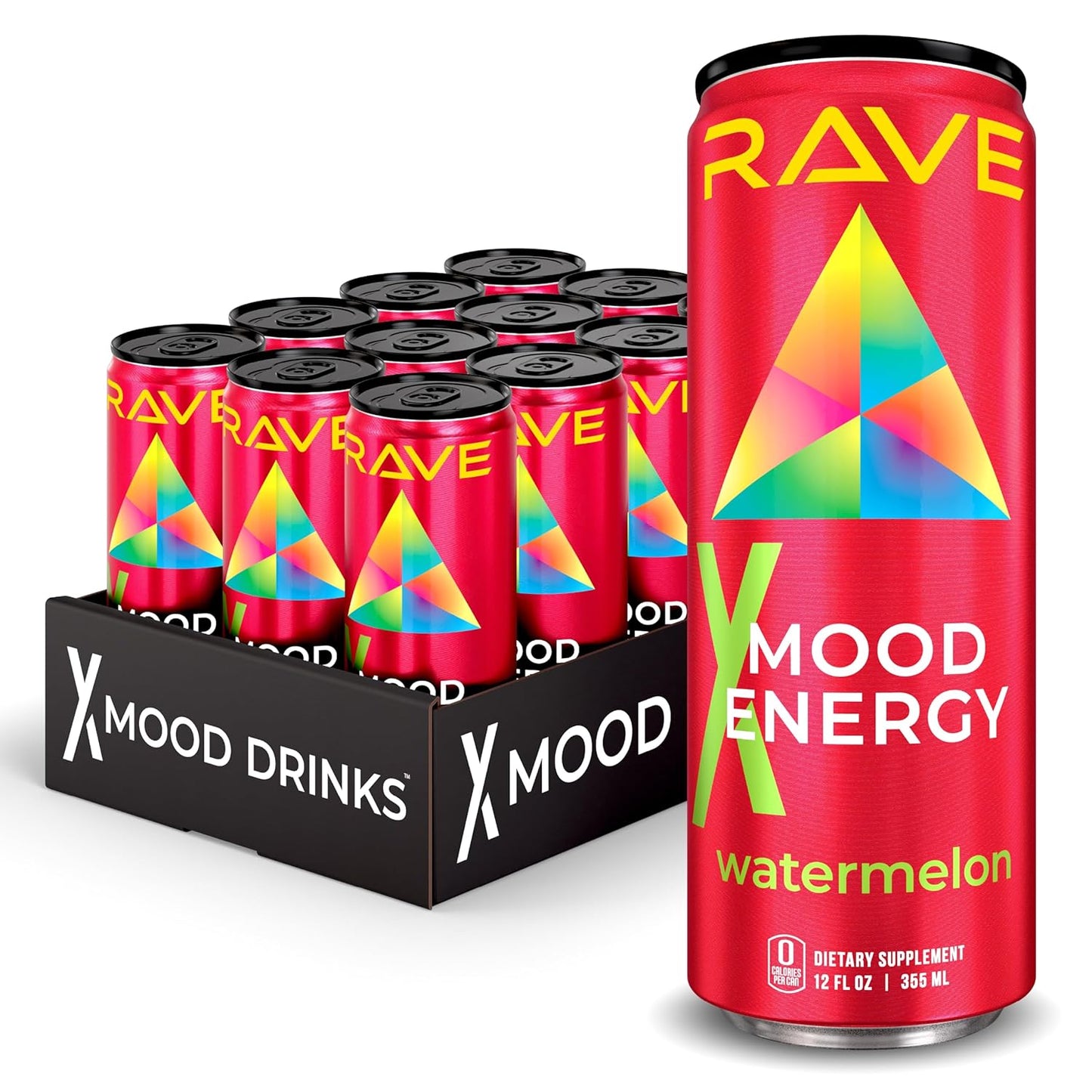 RAVE Mood Energy Drink - Mind and Body Rush with 225mg Caffeine
