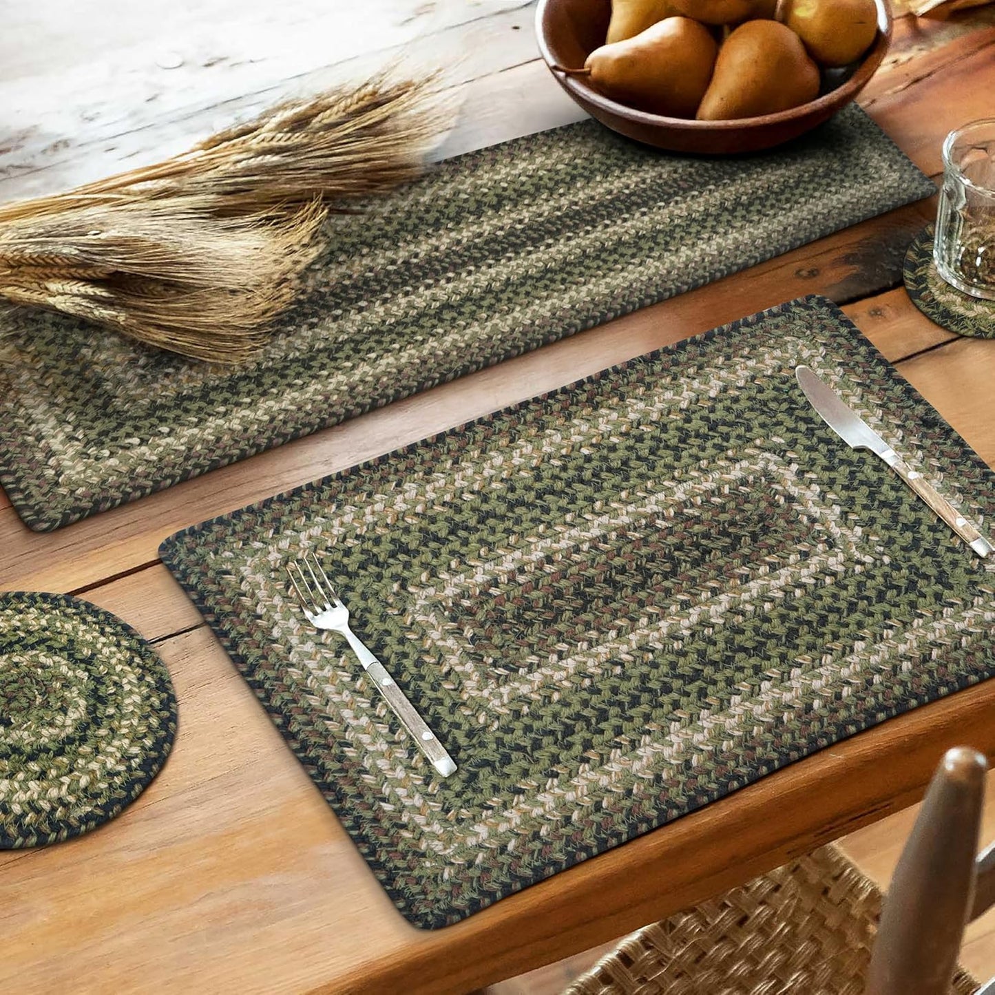 Pinecone Jute Braided Long Table Runner for Rustic Decor