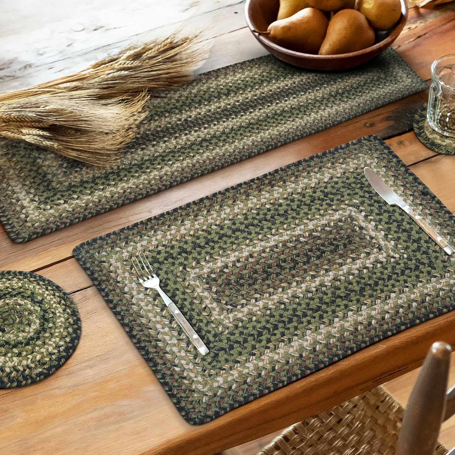 Pinecone Jute Braided Long Table Runner for Rustic Decor