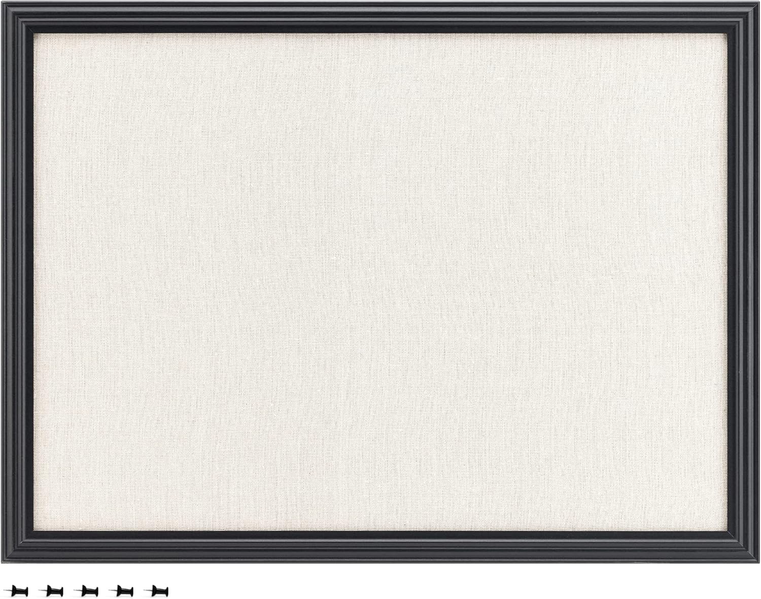 Navaris Framed Linen Bulletin Board - Stylish 17 x 23 in Organizer