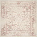 Adirondack Area Rug 4ft Square Ivory & Rose - Durable, Non-Shedding