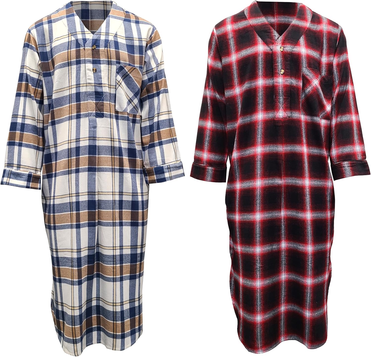 Andrew Scott Men's Lightweight Cotton Flannel Sleep Shirt Set