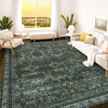 Istana 9x12 Area Rug - Dark Green Foldable, Washable Comfort