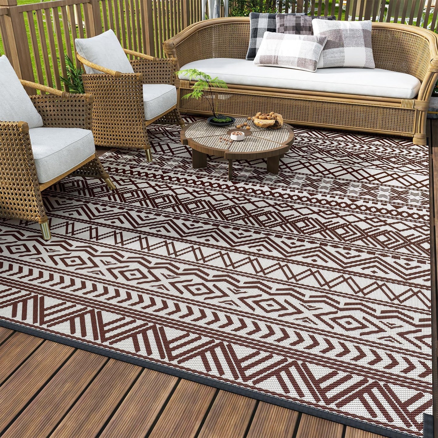 MontVoo Outdoor Rug Carpet Waterproof 5x8 for Patio and Beach