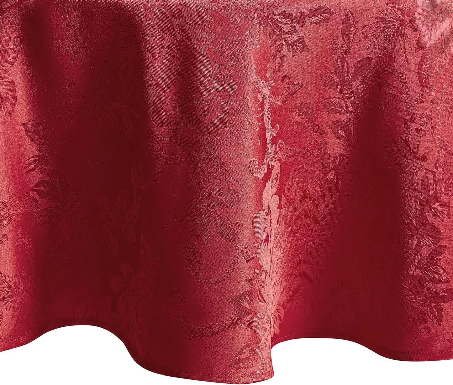 Poinsettia Elegance Jacquard Tablecloth for Holiday Dining