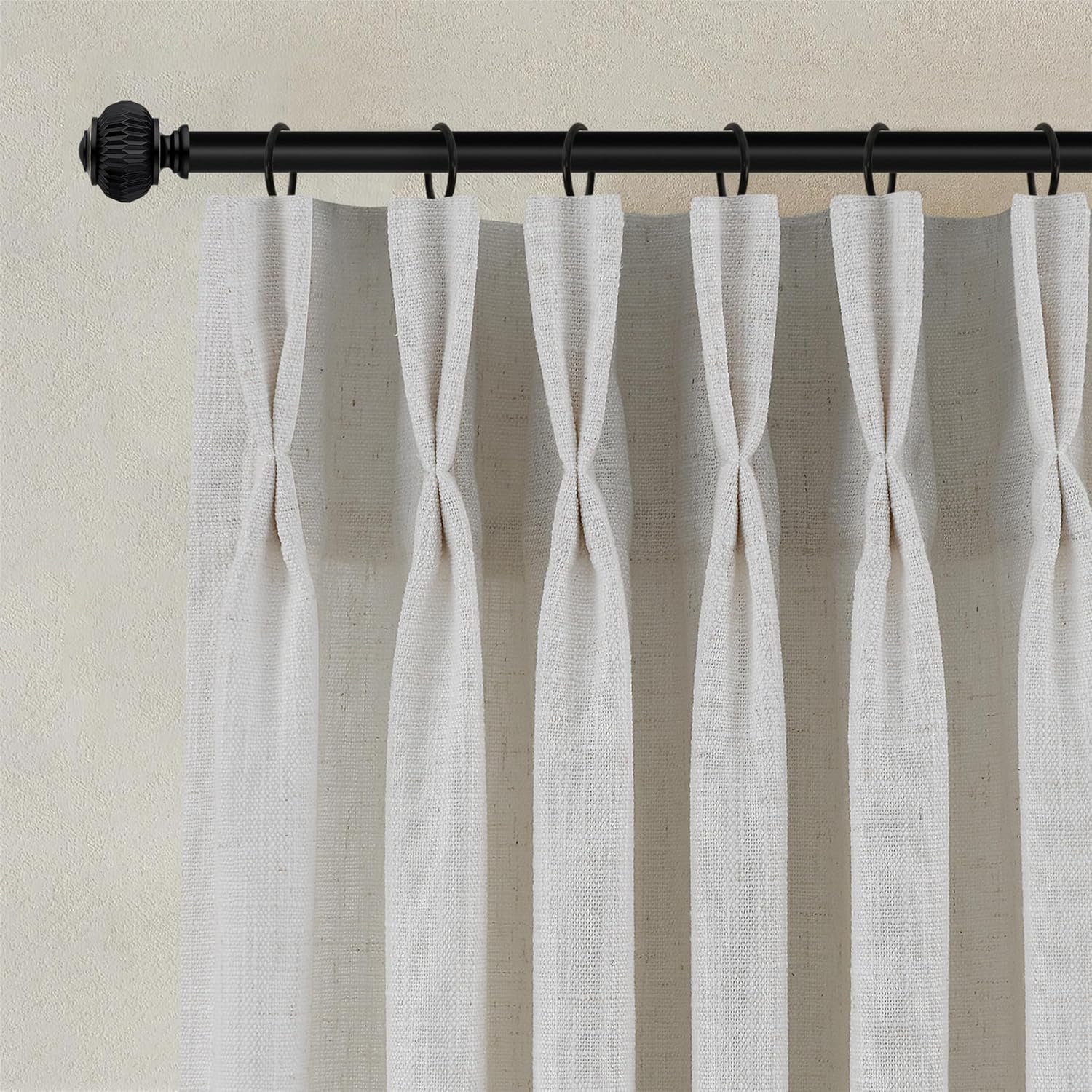 Pinch Pleated Thick Linen Curtains for Living Room Elegance