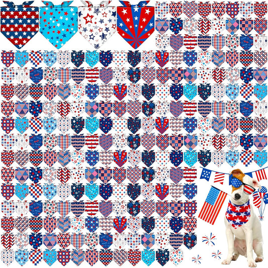 240 Pcs 4th of July Patriotic Dog Bandana Set for Pets