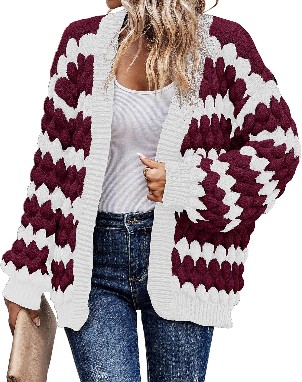 KIRUNDO Womens Cardigan Chunky Knit Sweater for Fall Fashion