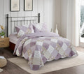 Lilac and Beige Rose Patchwork Quilt Set Full/Queen - Reversible