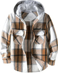 Boys Girls Casual Flannel Plaid Hoodies - Warm Lightweight Button-Down