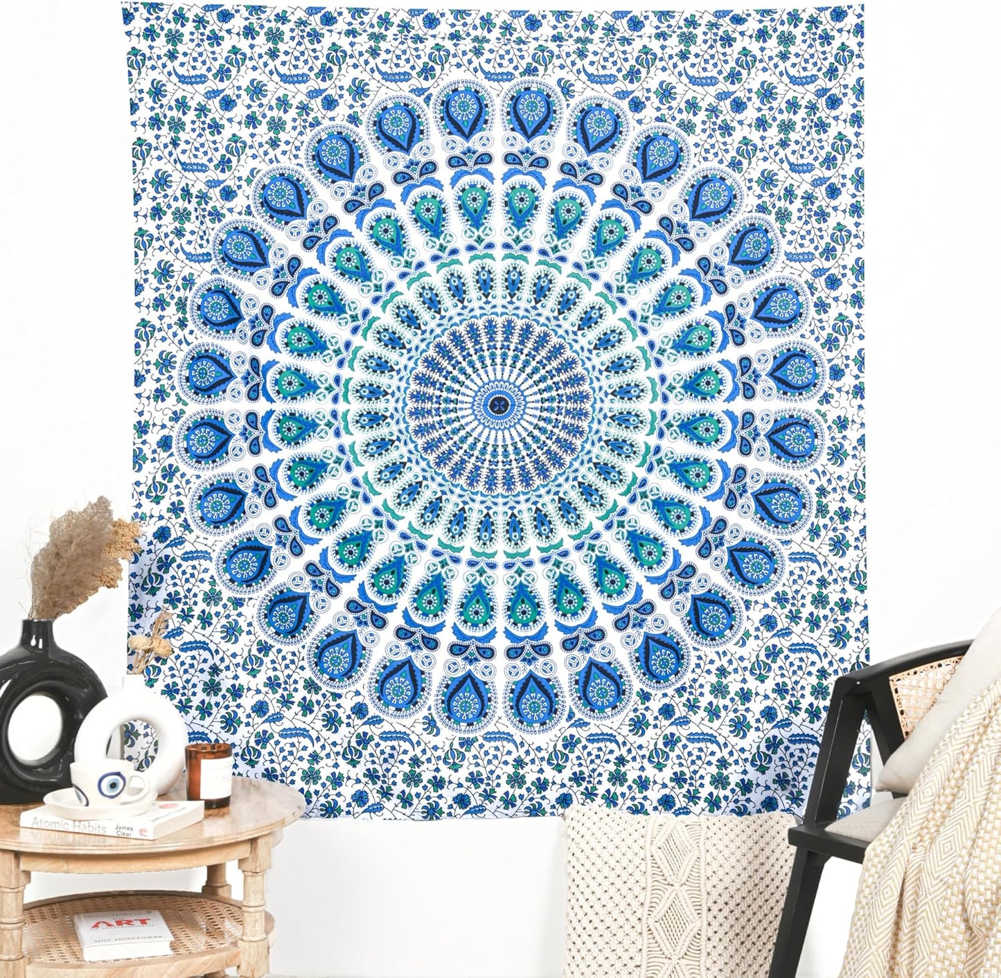 Bohemian Peacock Tapestry 50 x 60 Inches