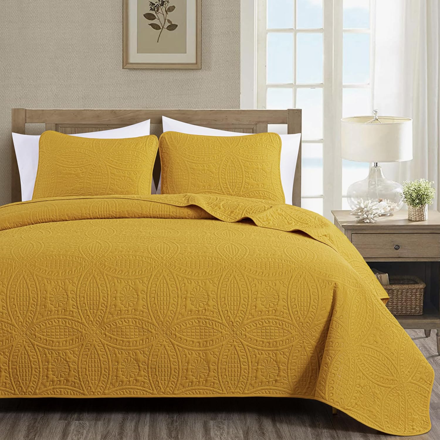 Austin King Bedspread Set by Chezmoi Collection - Mustard Color
