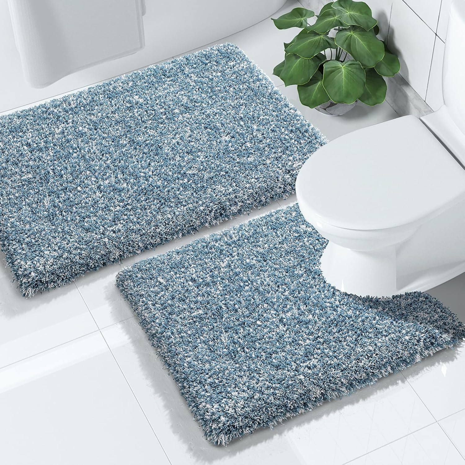 Yimobra Bathroom Rugs Set: Soft Absorbent Bath Mat & Toilet Rug