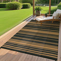 Waterproof Outdoor Rugs 8x10 Reversible Striped Patio Rug - Durable