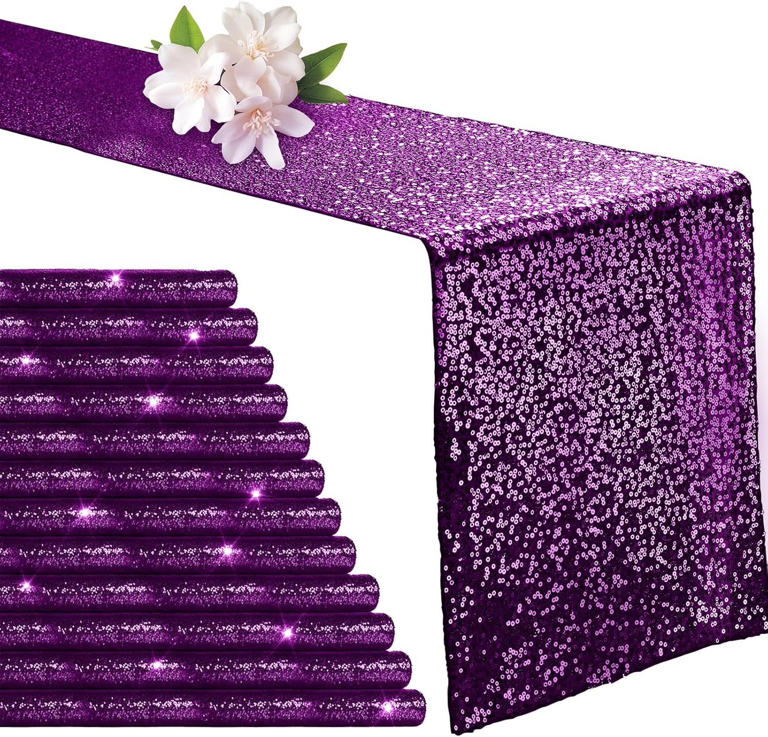 Aormenzy Purple Sequin Table Runner for Elegant Events